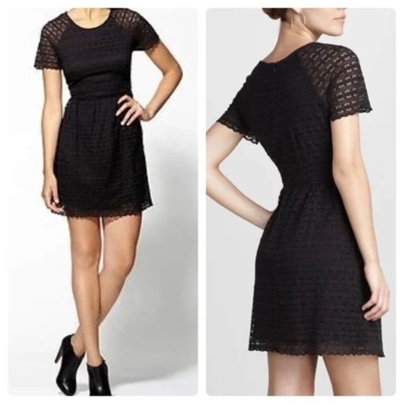 FREE PEOPLE Black Candy Woven Lace Mini Summer Dress Size 12 fits like a M - Picture 1 of 8